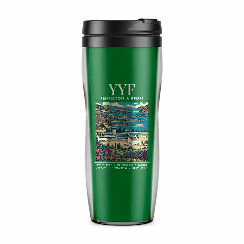 Penticton Airport (YYF) Travel Mugs - Poster - Plastic (No Holder) - Green