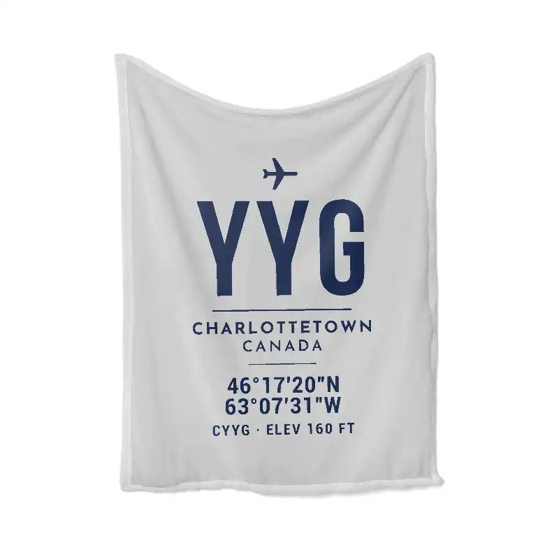 Charlottetown Airport (YYG) Bedding Sets & Blankets - Blanket - ID Tag - Light Gray