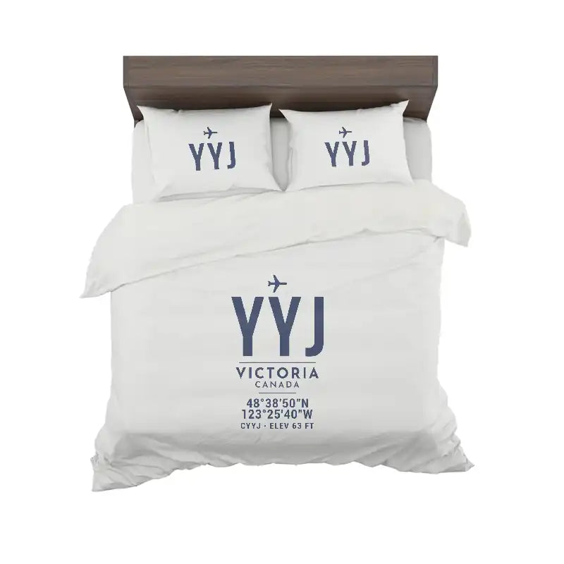 Victoria International Airport (YYJ) Bedding Sets & Blankets - Bedding Set - ID Tag - White