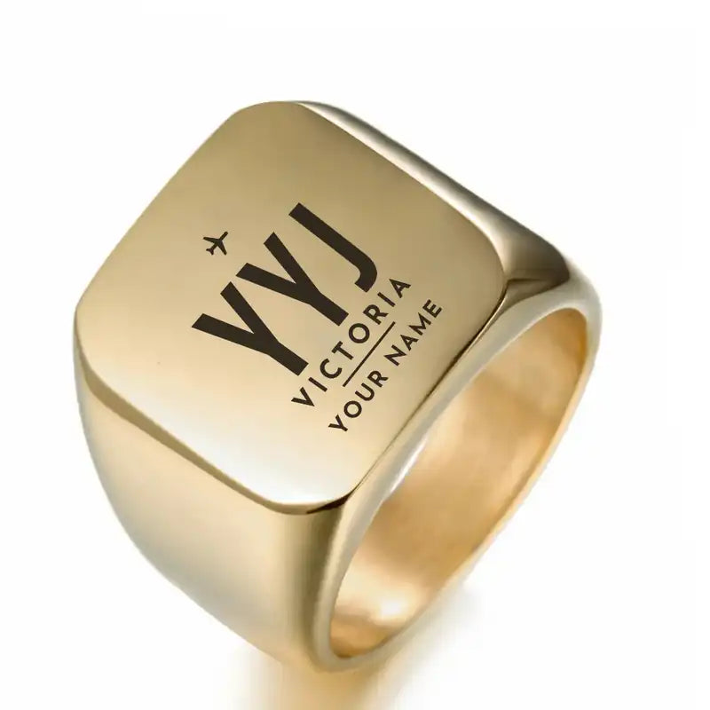 Victoria International Airport (YYJ) Rings - Ring - Golden + Name