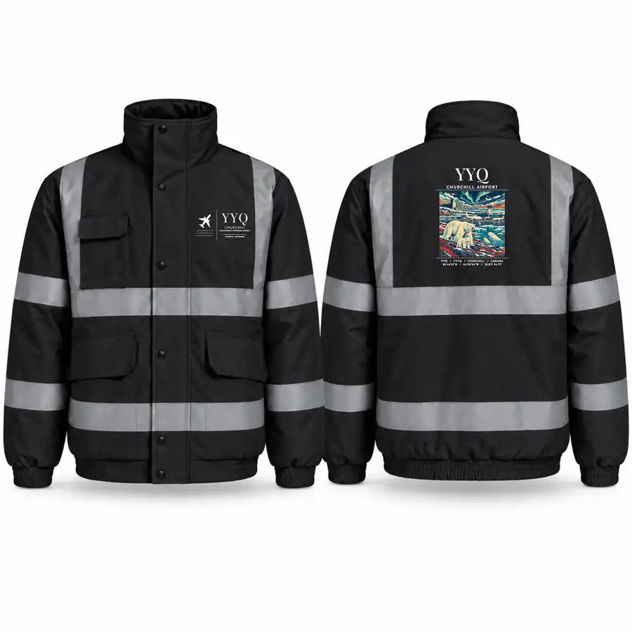 Churchill Airport (YYQ) Reflective Winter Jackets - Poster - Black