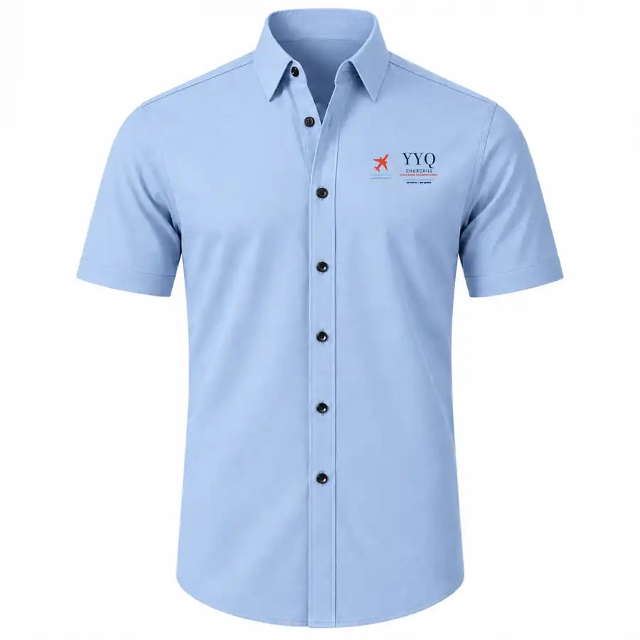 Churchill Airport (YYQ) Shirts - Short Sleeve Shirt - Front - Light Blue