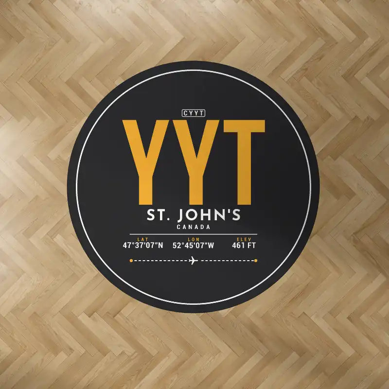 St. John's International Airport (YYT) Carpets - Carpet Round - ID Tag - Black