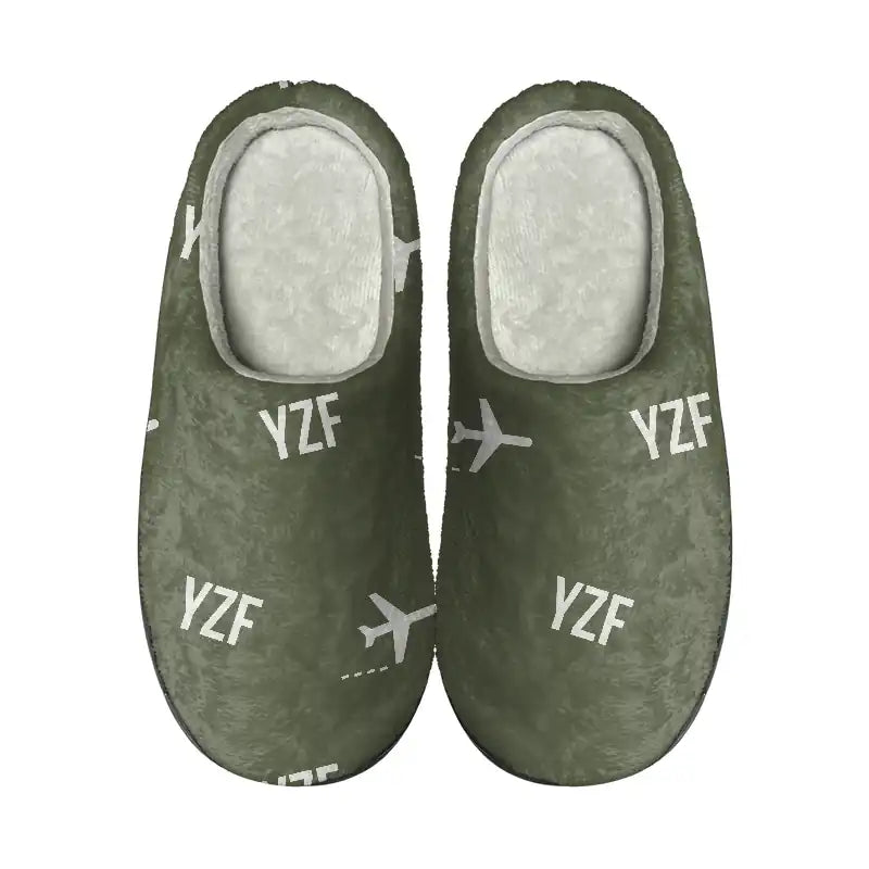Yellowknife Airport (YZF) Slippers & Flip Flops - Slippers - Cotton - Pattern - Green Army