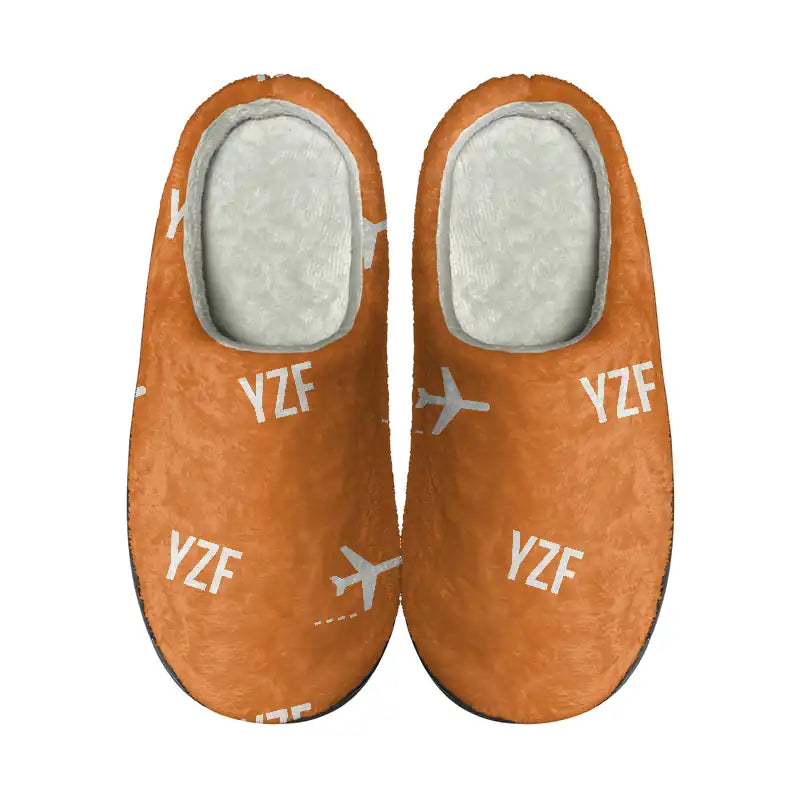 Yellowknife Airport (YZF) Slippers & Flip Flops - Slippers - Cotton - Pattern - Orange