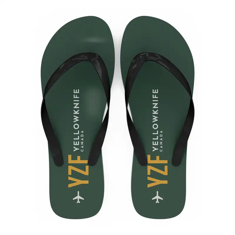 Yellowknife Airport (YZF) Slippers & Flip Flops - Slippers - Flip Flops - Code - Dark Green