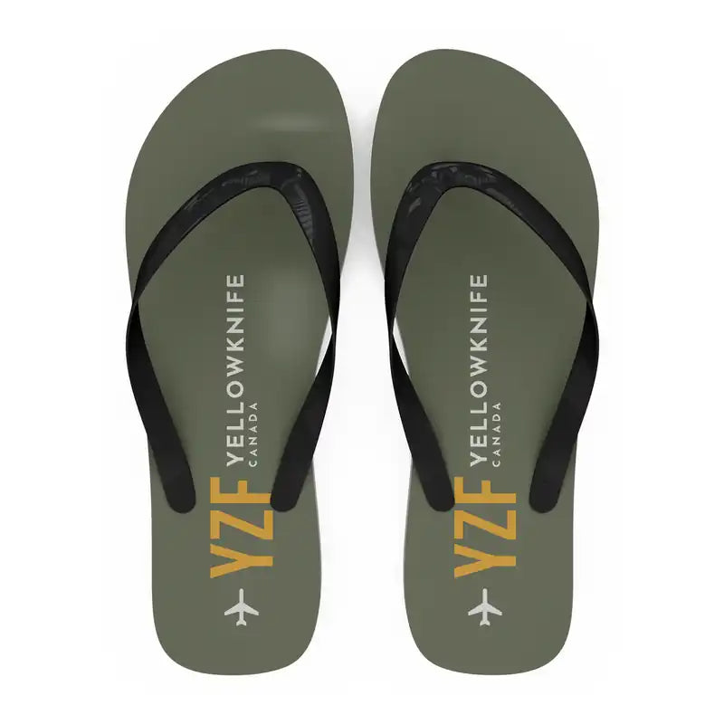 Yellowknife Airport (YZF) Slippers & Flip Flops - Slippers - Flip Flops - Code - Green Army