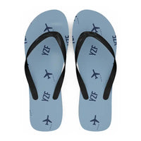 Thumbnail for Yellowknife Airport (YZF) Slippers & Flip Flops - Slippers - Flip Flops - Pattern - Light Blue