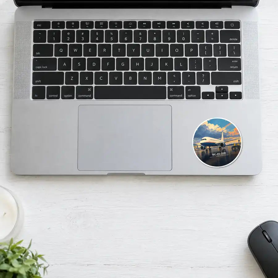 Yakovlev MC-21-310 - 3D - Circle Sticker - Laptop