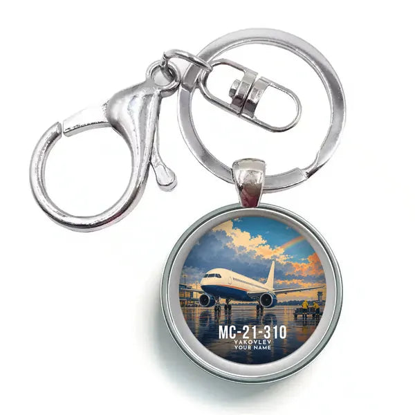 Yakovlev MC-21-310 - 3D + Name - Circle Key Chain - Full Print