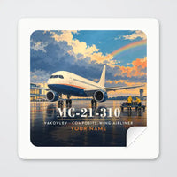 Thumbnail for Yakovlev MC-21-310 - 3D + Name - Square Sticker - Peel