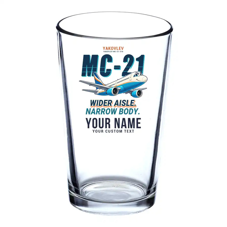 Yakovlev MC-21-310 - Cartoon + Name - Beer & Water Glass