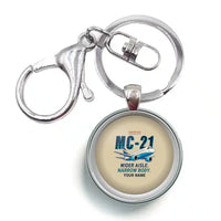 Thumbnail for Yakovlev MC-21-310 - Cartoon + Name - Circle Key Chain - Beige