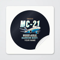 Thumbnail for Yakovlev MC-21-310 - Cartoon + Name - Circle Sticker - Peel