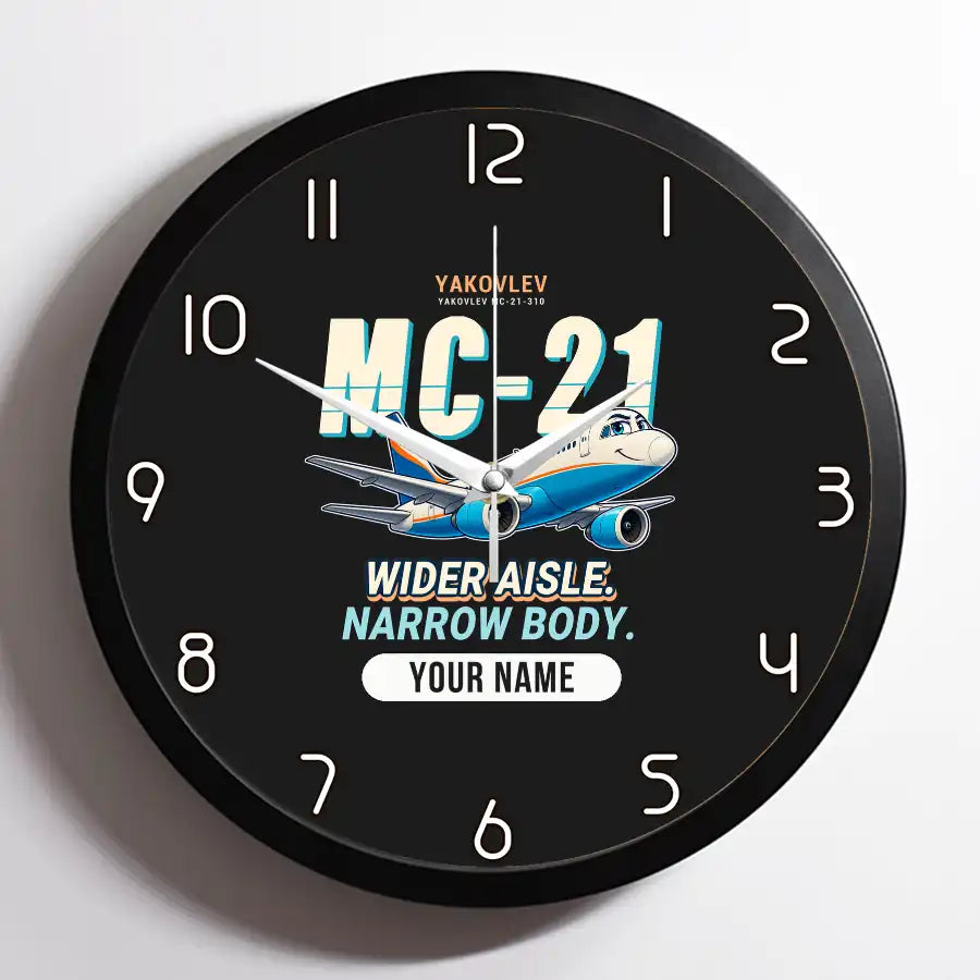 Yakovlev MC-21-310 - Cartoon + Name - Framed - Black