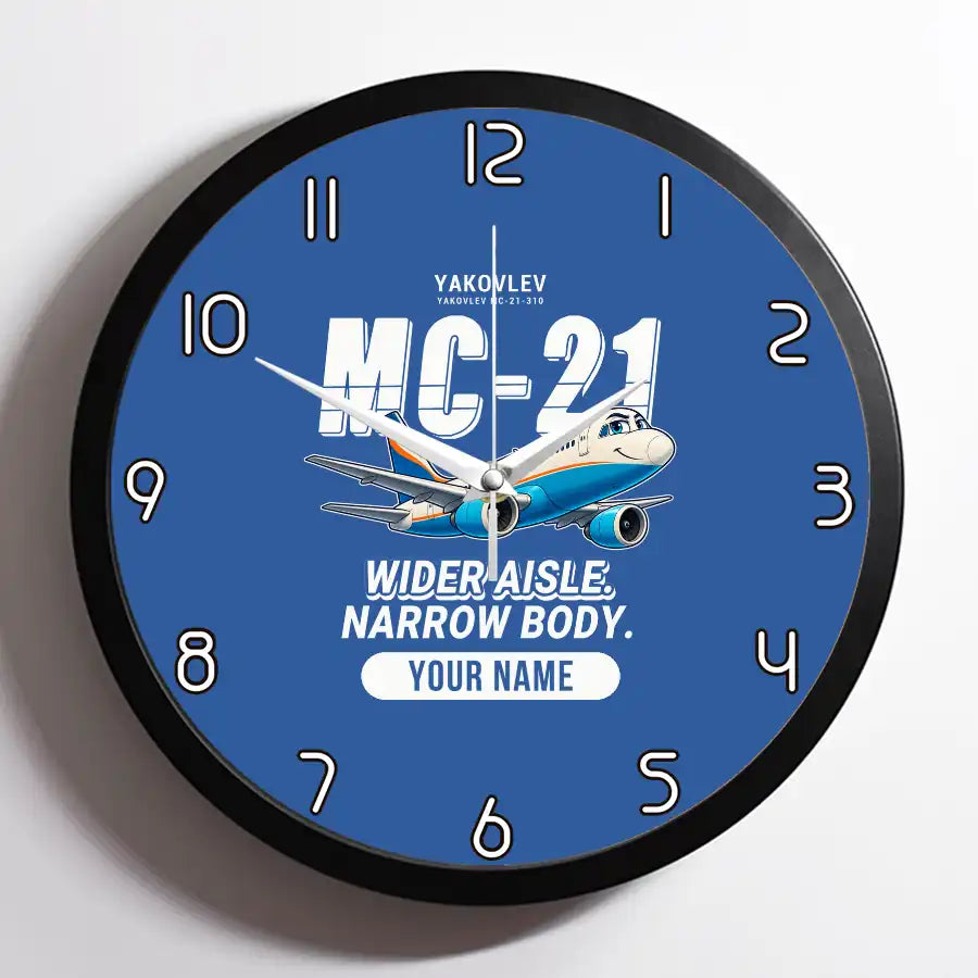 Yakovlev MC-21-310 - Cartoon + Name - Framed - Blue