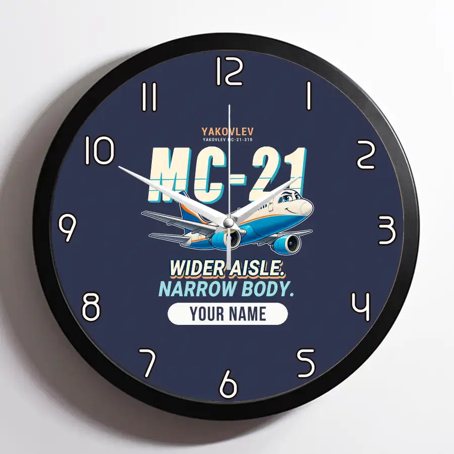 Yakovlev MC-21-310 - Cartoon + Name - Framed - Navy Blue