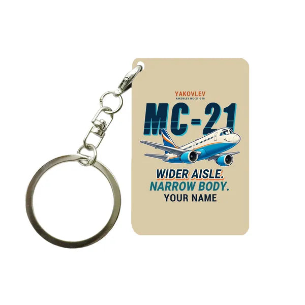 Yakovlev MC-21-310 - Cartoon + Name - Key Chain - Beige