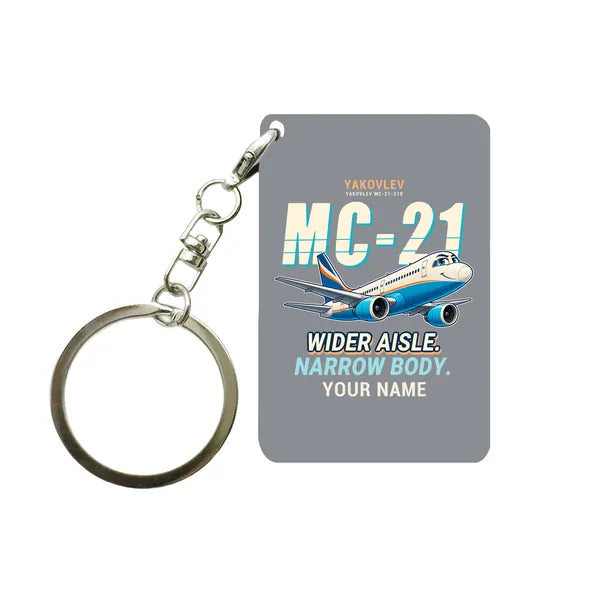 Yakovlev MC-21-310 - Cartoon + Name - Key Chain - Gray