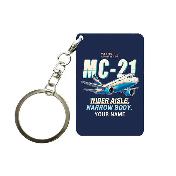 Yakovlev MC-21-310 - Cartoon + Name - Key Chain - Navy Blue