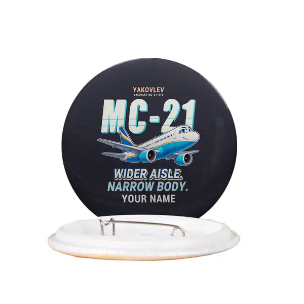 Yakovlev MC-21-310 - Cartoon + Name - Pin - Black