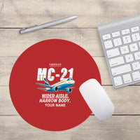 Thumbnail for Yakovlev MC-21-310 - Cartoon + Name - Round Mouse Pad - Red