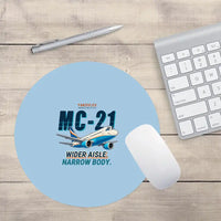 Thumbnail for Yakovlev MC-21-310 - Cartoon - Round Mouse Pad - Light Blue