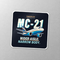 Thumbnail for Yakovlev MC-21-310 - Cartoon - Square Sticker - Close-up