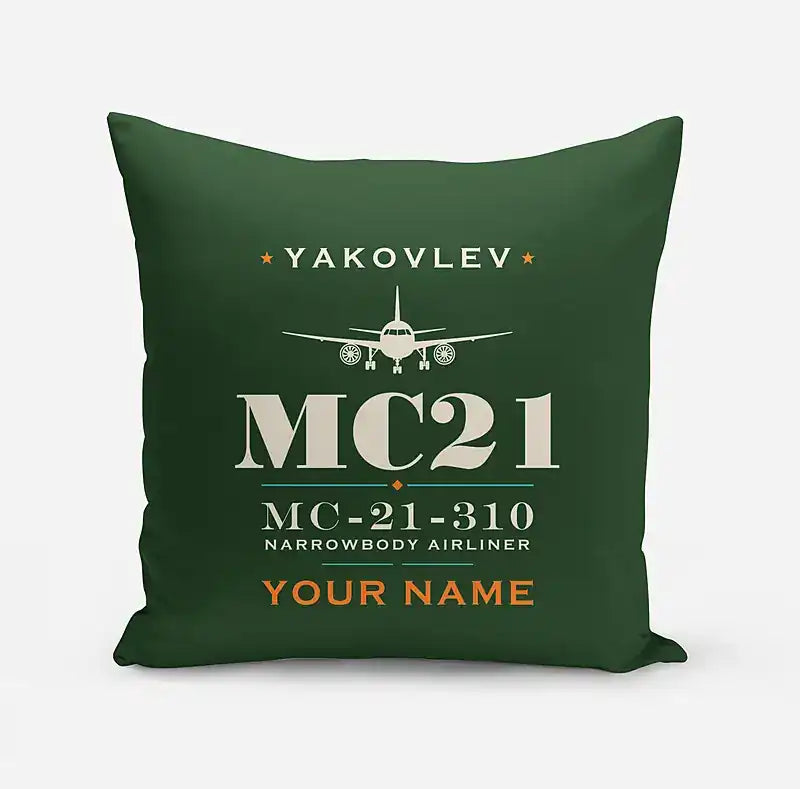Yakovlev MC-21-310 - Heritage + Name - Pillow - Dark Green
