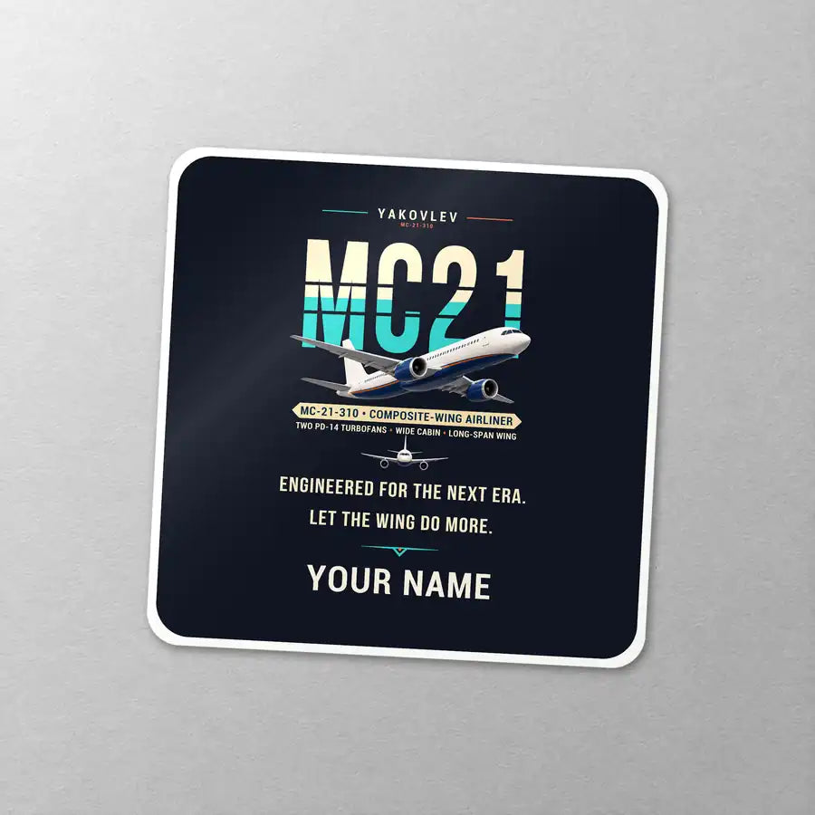 Yakovlev MC-21-310 - Original + Name - Square Sticker - Close-up