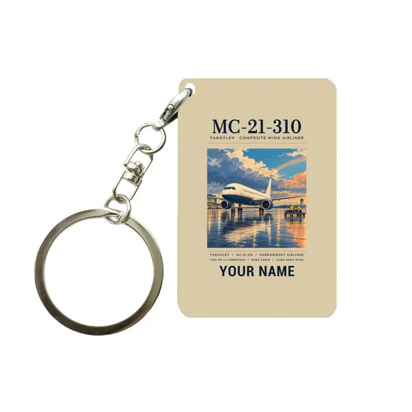 Yakovlev MC-21-310 - Poster + Name - Key Chain - Beige