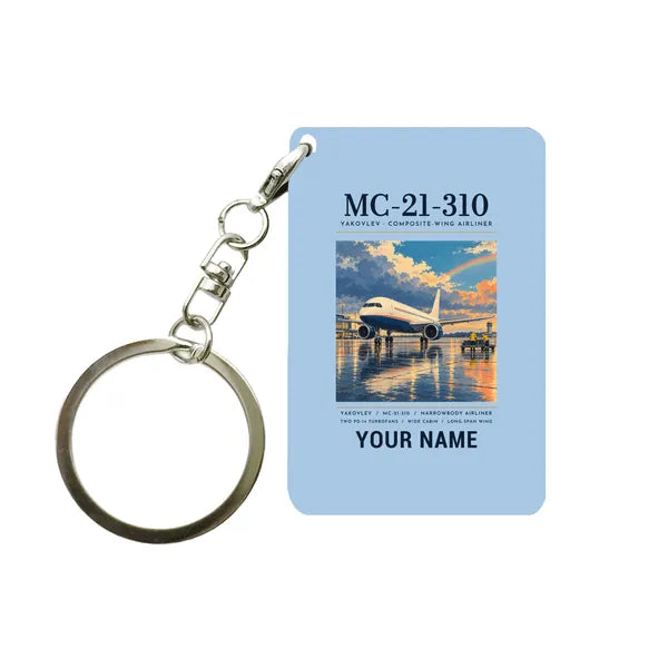 Yakovlev MC-21-310 - Poster + Name - Key Chain - Light Blue