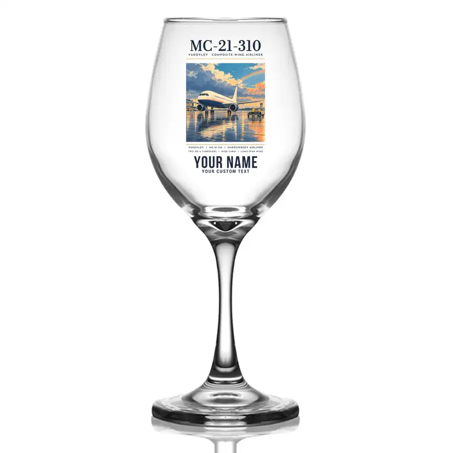 Yakovlev MC-21-310 - Poster + Name - Wine Glass