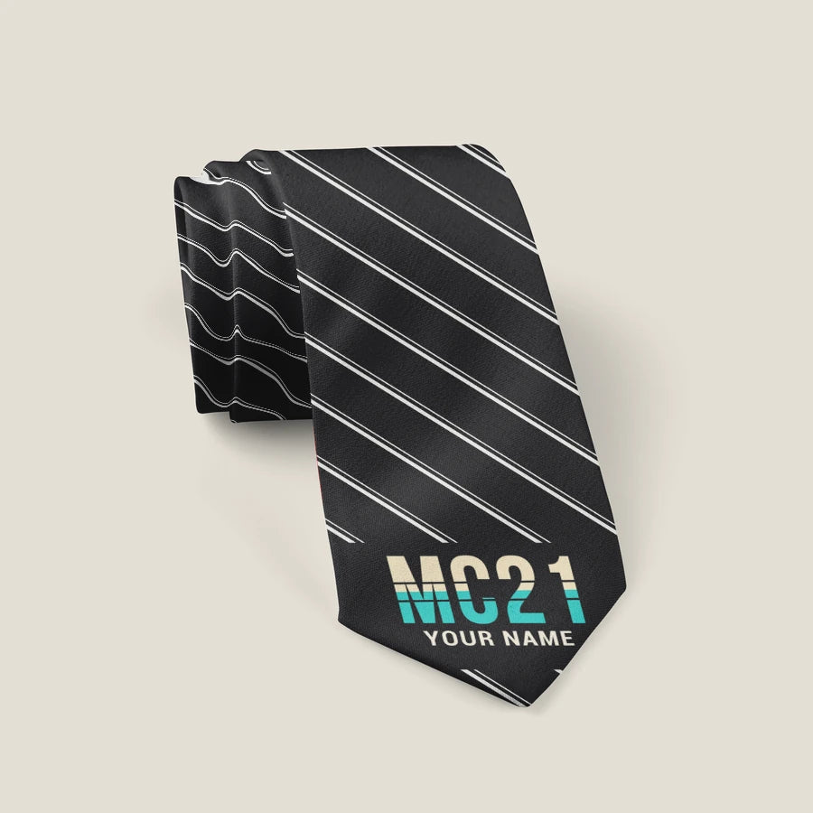 Yakovlev MC-21-310 - Stripe + Name - Tie - Black