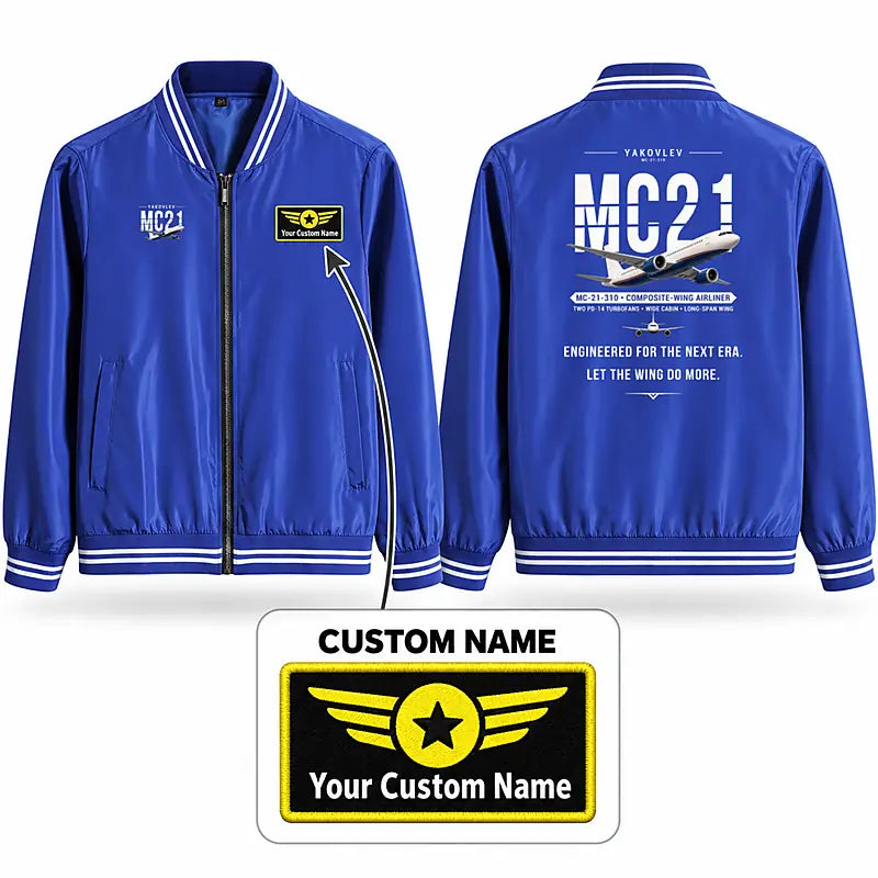 Yakovlev MC-21-310 Stylish Jackets - Baseball Collar - Original + Name - Royal Blue