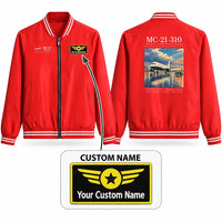 Thumbnail for Yakovlev MC-21-310 Stylish Jackets - Baseball Collar - Poster + Name - Red