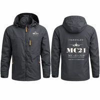 Thumbnail for Yakovlev MC-21-310 Stylish Jackets - Hooded Windbreaker - Heritage - Charcoal