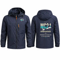 Thumbnail for Yakovlev MC-21-310 Stylish Jackets - Hooded Windbreaker - Original - Navy Blue