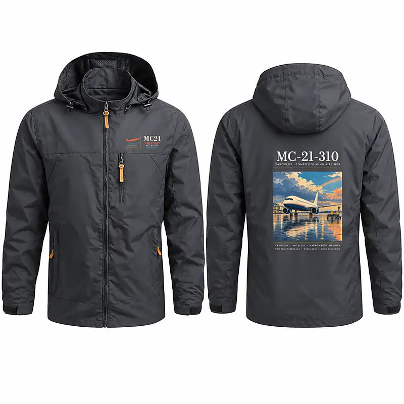 Yakovlev MC-21-310 Stylish Jackets - Hooded Windbreaker - Poster - Charcoal