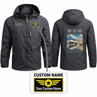 Thumbnail for Yakovlev MC-21-310 Stylish Jackets - Hooded Windbreaker - Poster + Name - Charcoal