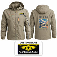 Thumbnail for Yakovlev MC-21-310 Stylish Jackets - Hooded Windbreaker - Poster + Name - Khaki