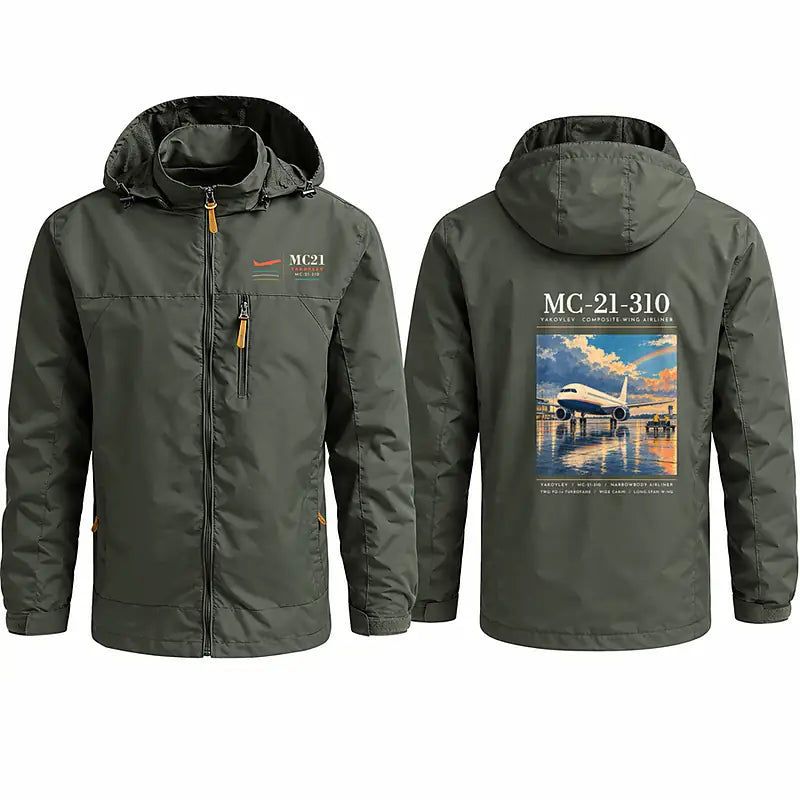 Yakovlev MC-21-310 Stylish Jackets - Hooded Windbreaker - Poster - Olive Green