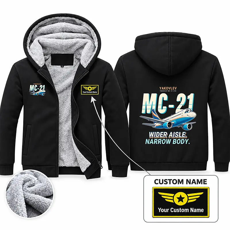 Yakovlev MC-21-310 Zipped Sweatshirts - Cartoon + Name - Black