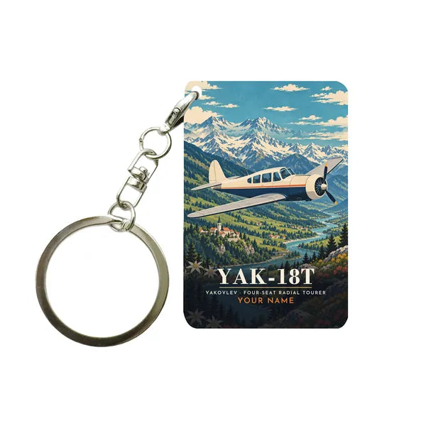 Yakovlev Yak-18T - 3D + Name - Key Chain - Full Print