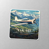 Thumbnail for Yakovlev Yak-18T - 3D + Name - Square Sticker - Close-up
