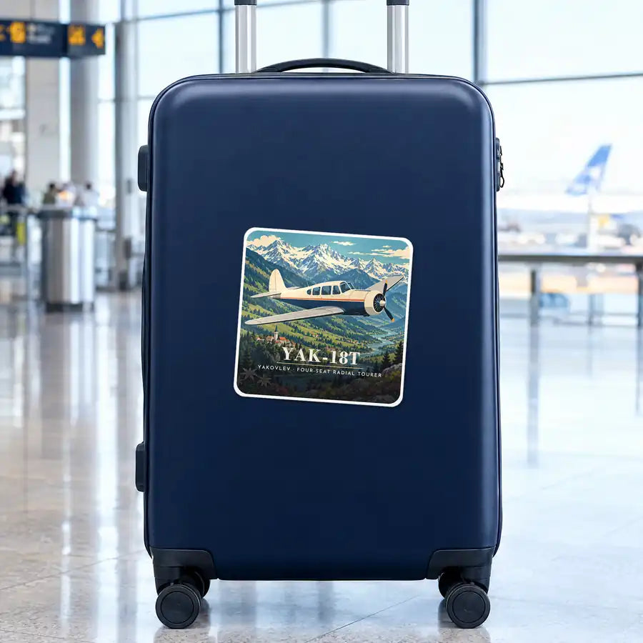 Yakovlev Yak-18T - 3D - Square Sticker - Suitcase