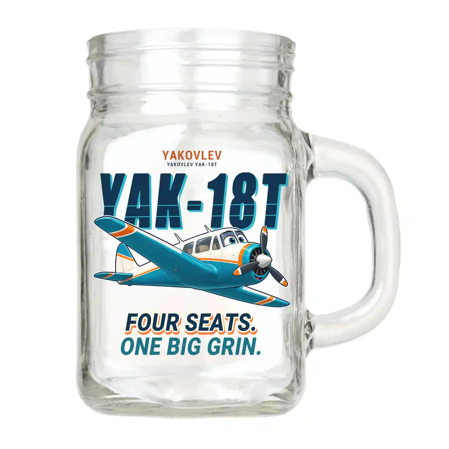 Yakovlev Yak-18T - Cartoon - Cocktail Glass (Mason Jar)