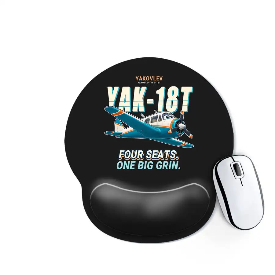 Yakovlev Yak-18T - Cartoon - Ergonomic Mouse Pad - Black