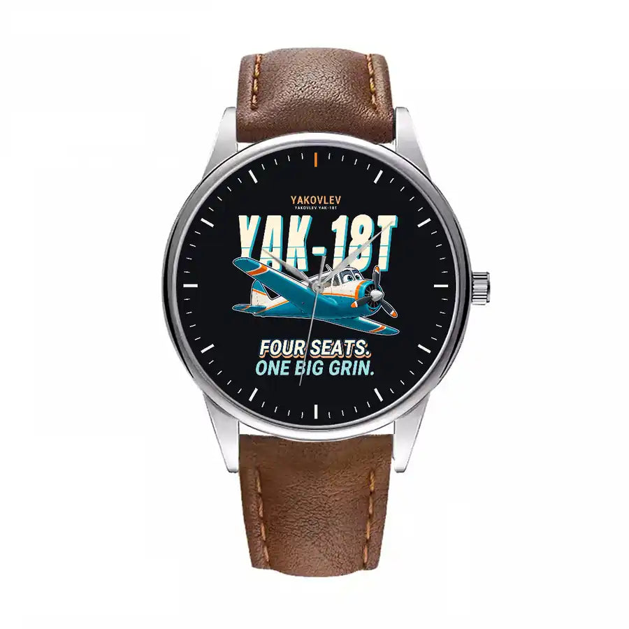 Yakovlev Yak-18T - Cartoon - Leather Strap - Brown Leather Strap