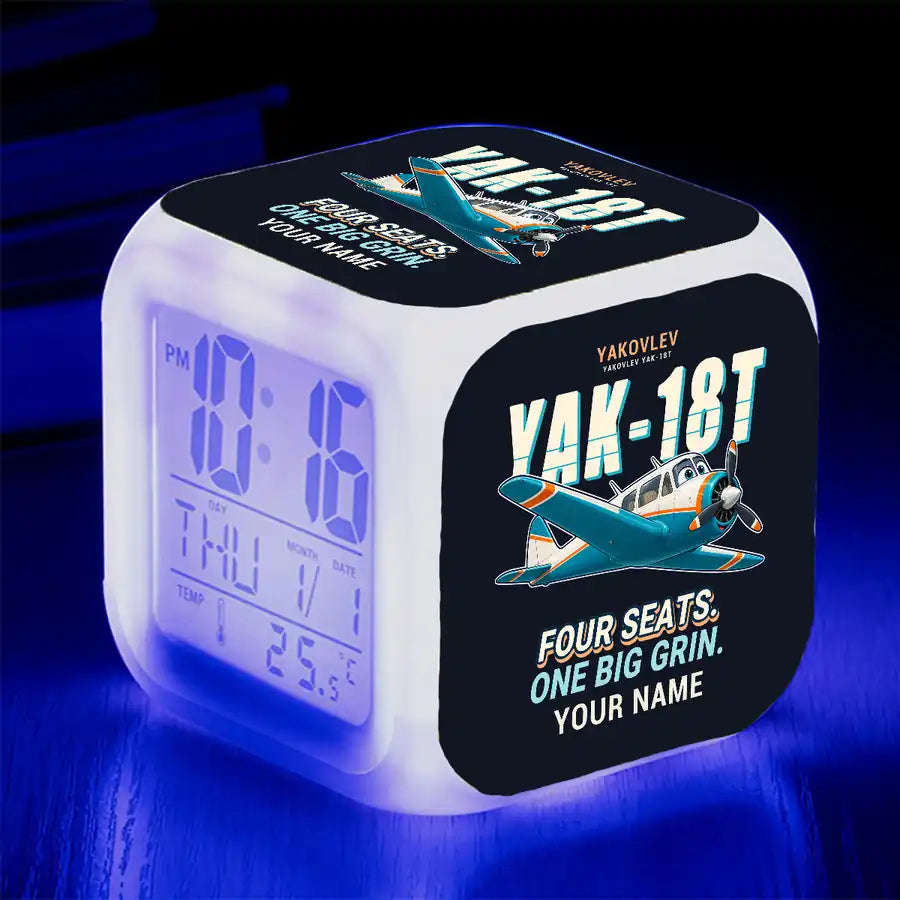 Yakovlev Yak-18T - Cartoon + Name - Alarm Clock